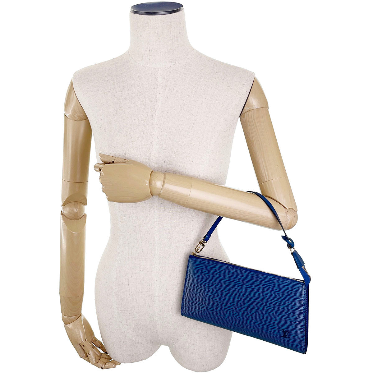 Louis Vuitton Epi Pochette Accessoires Leather Suede Blue Handbag 4942