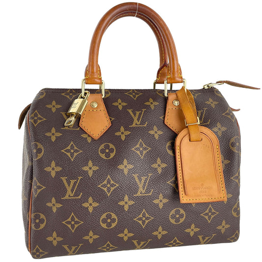 Louis Vuitton Monogram Speedy 25 Coated Canvas Fabric Brown Handbag 4897