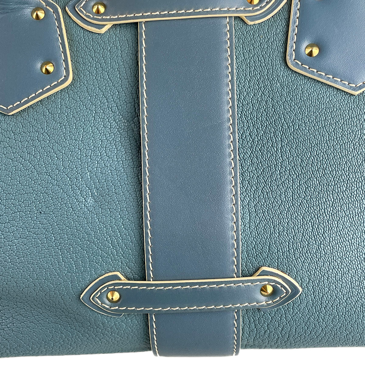Louis Vuitton Suhali Angenieux PM Leather Fabric Blue Handbag 4851