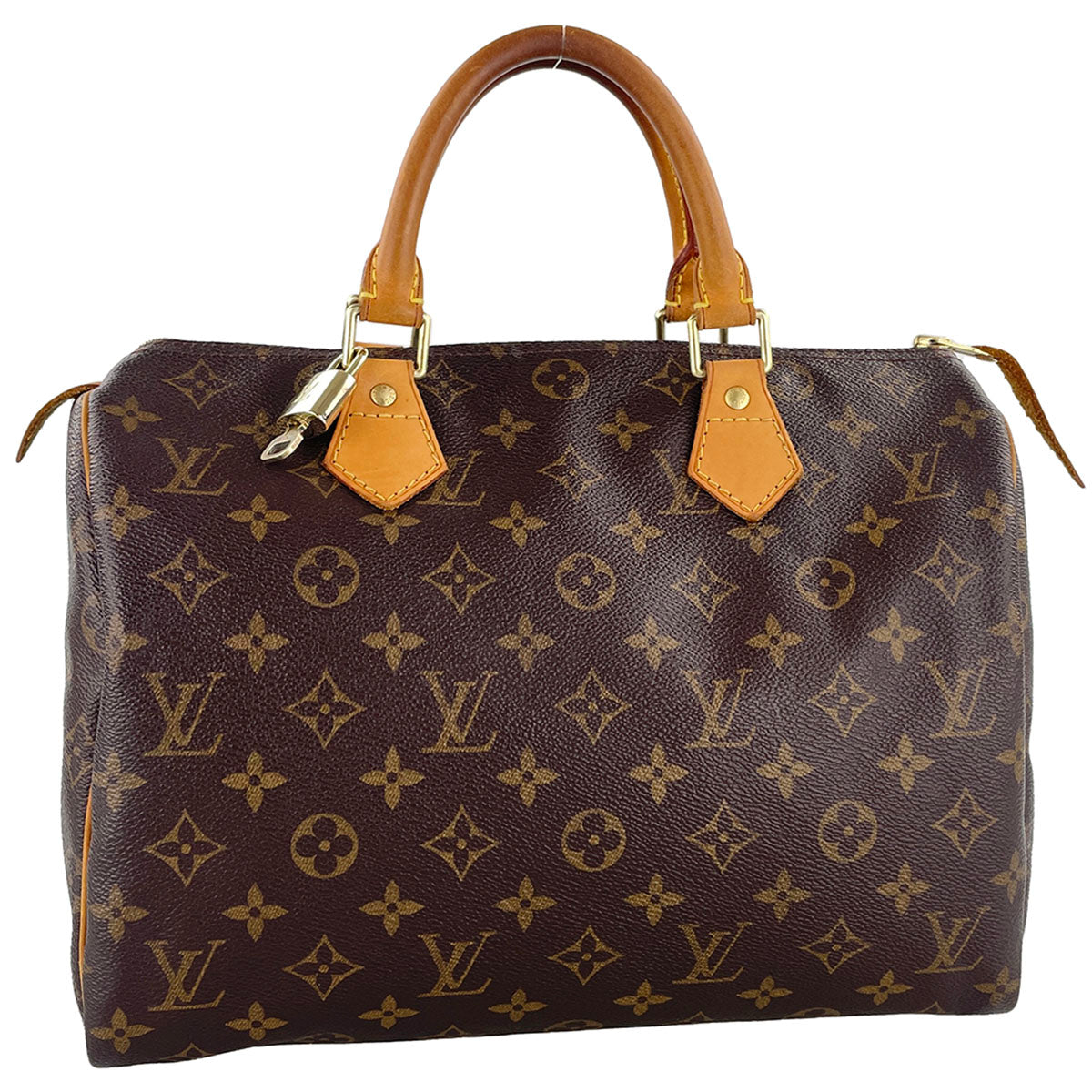 Louis Vuitton Monogram Speedy 30 Coated Canvas Fabric Brown Handbag 4935