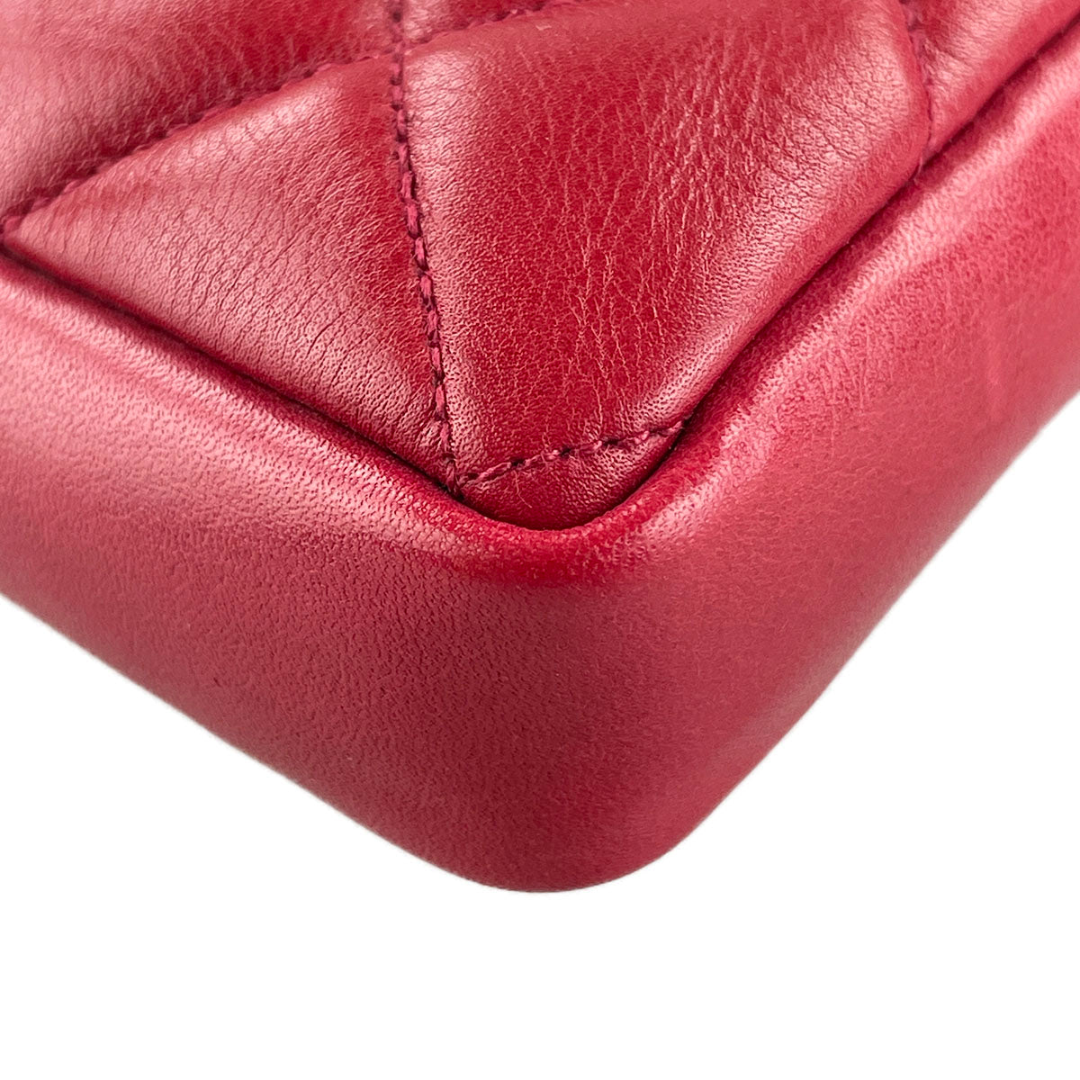 CHANEL Matelasse Lambskin Leather Red Waist bag 4921