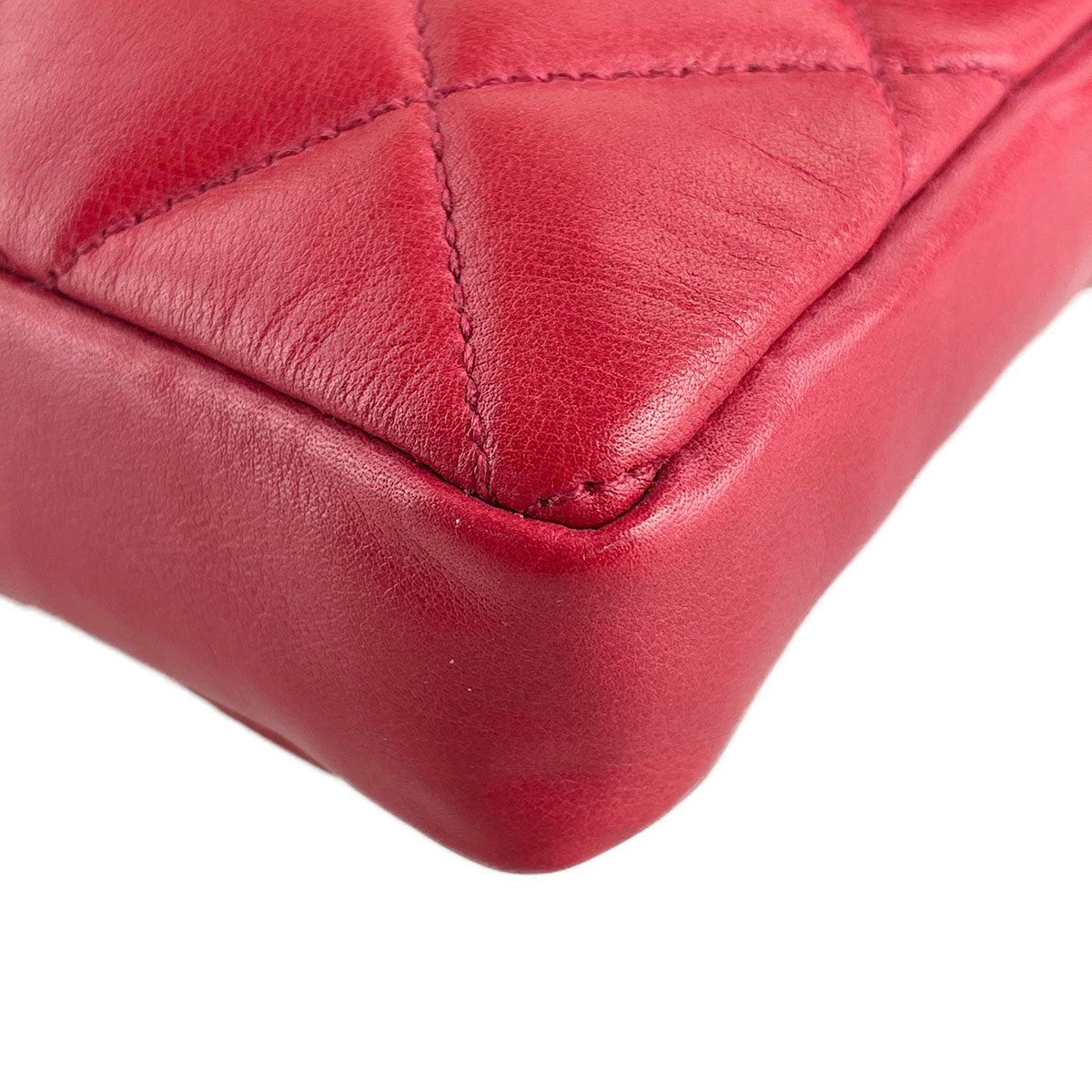 CHANEL Matelasse Lambskin Leather Red Waist bag 4856