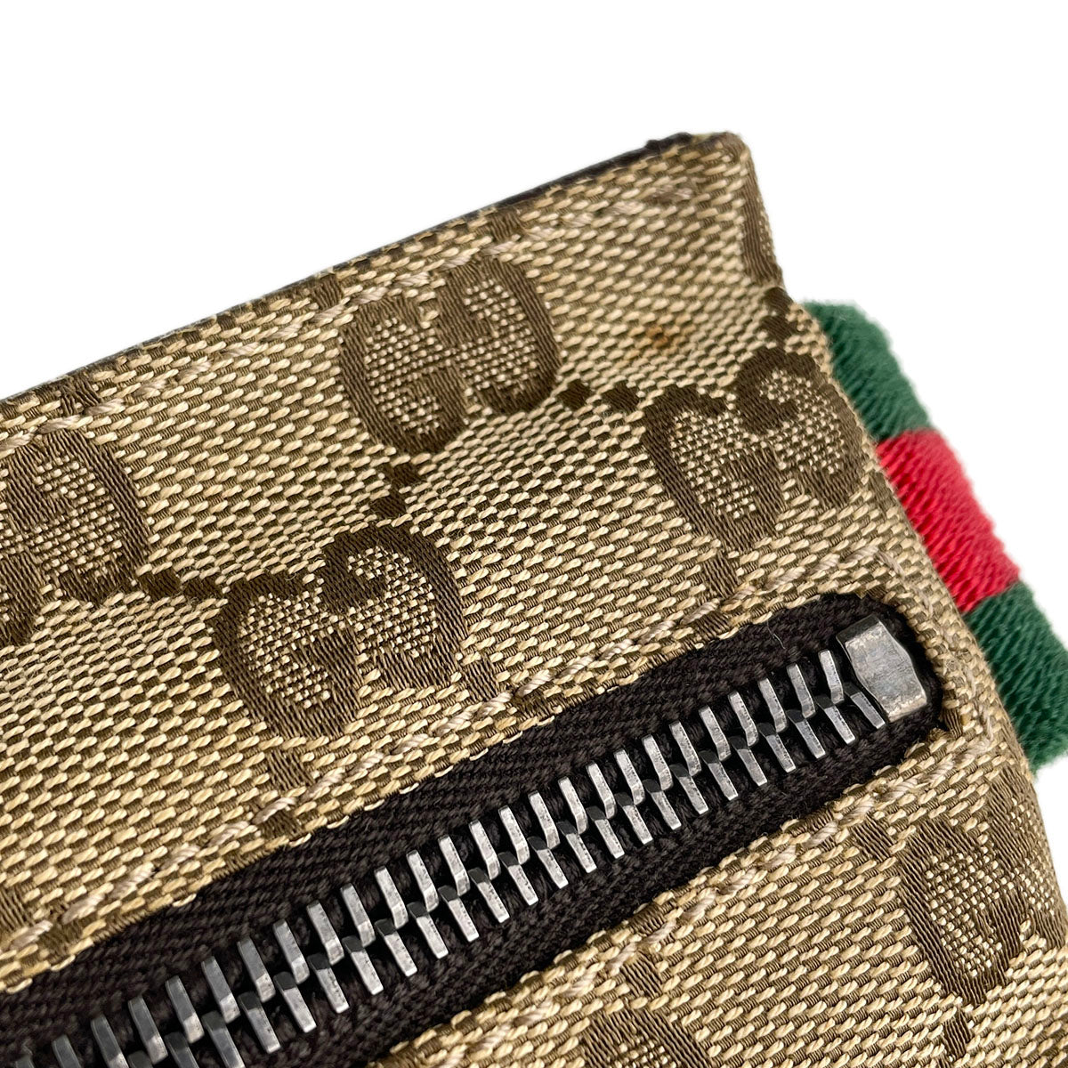 GUCCI GG Canvas Sherry Line Canvas Fabric Beige Brown Waist bag 4923