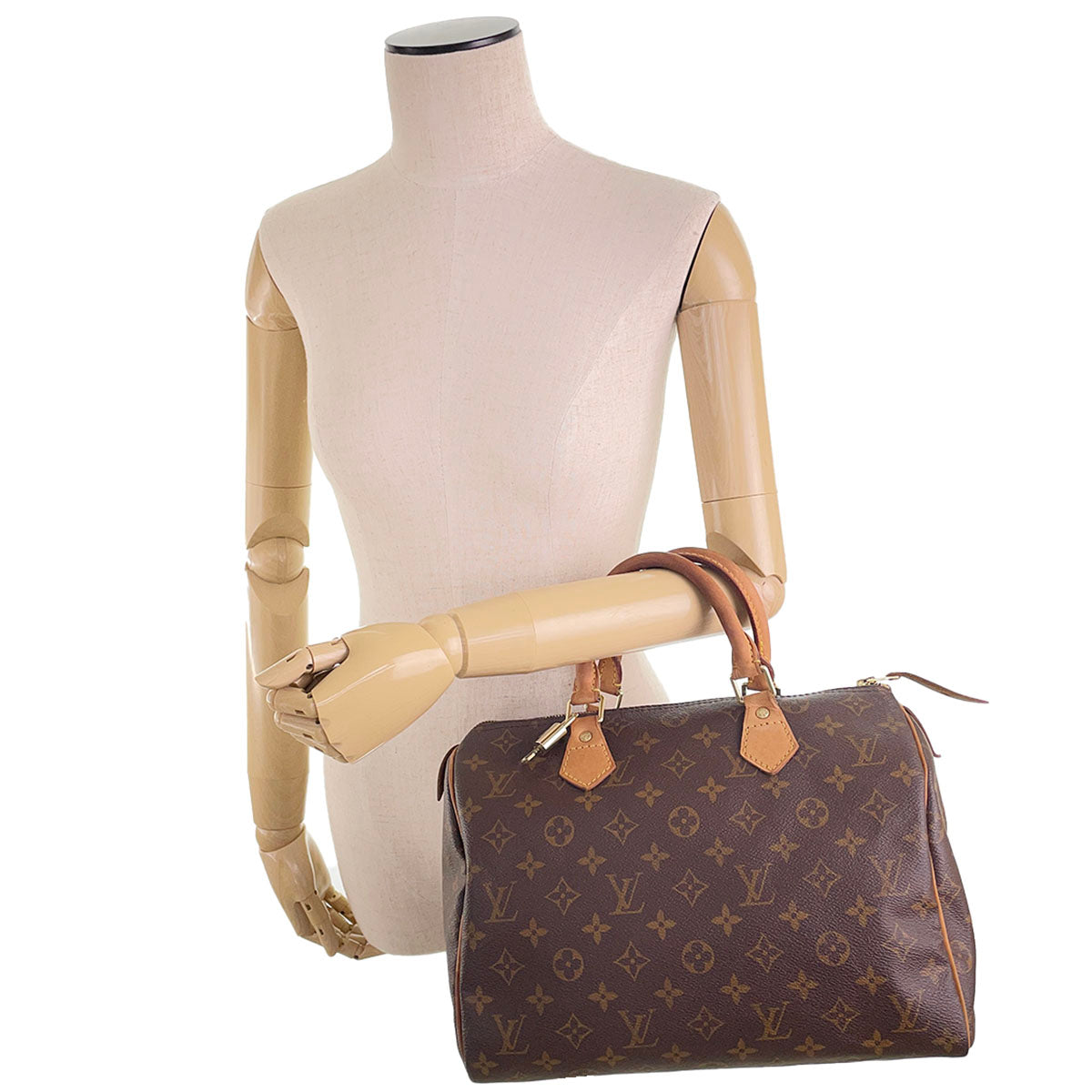 Louis Vuitton Monogram Speedy 30 Coated Canvas Fabric Brown Handbag 4885