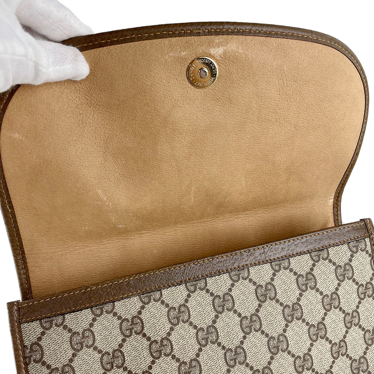 GUCCI Old Gucci Sherry Line PVC Leather Beige Brown Clutch bag 4900