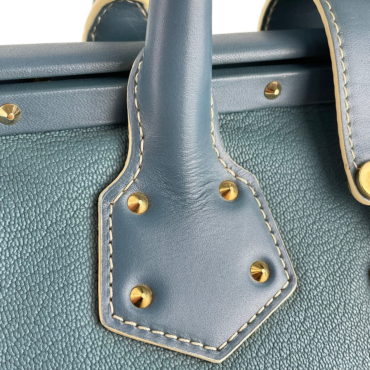 Louis Vuitton Suhali Angenieux PM Leather Fabric Blue Handbag 4851