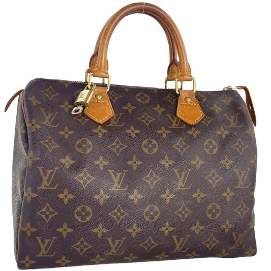 Louis Vuitton Monogram Speedy 30 Coated Canvas Fabric Brown Handbag 4909