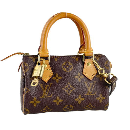 Louis Vuitton Monogram Mini speedy 2way Coated Canvas Fabric Brown Handbag 4853