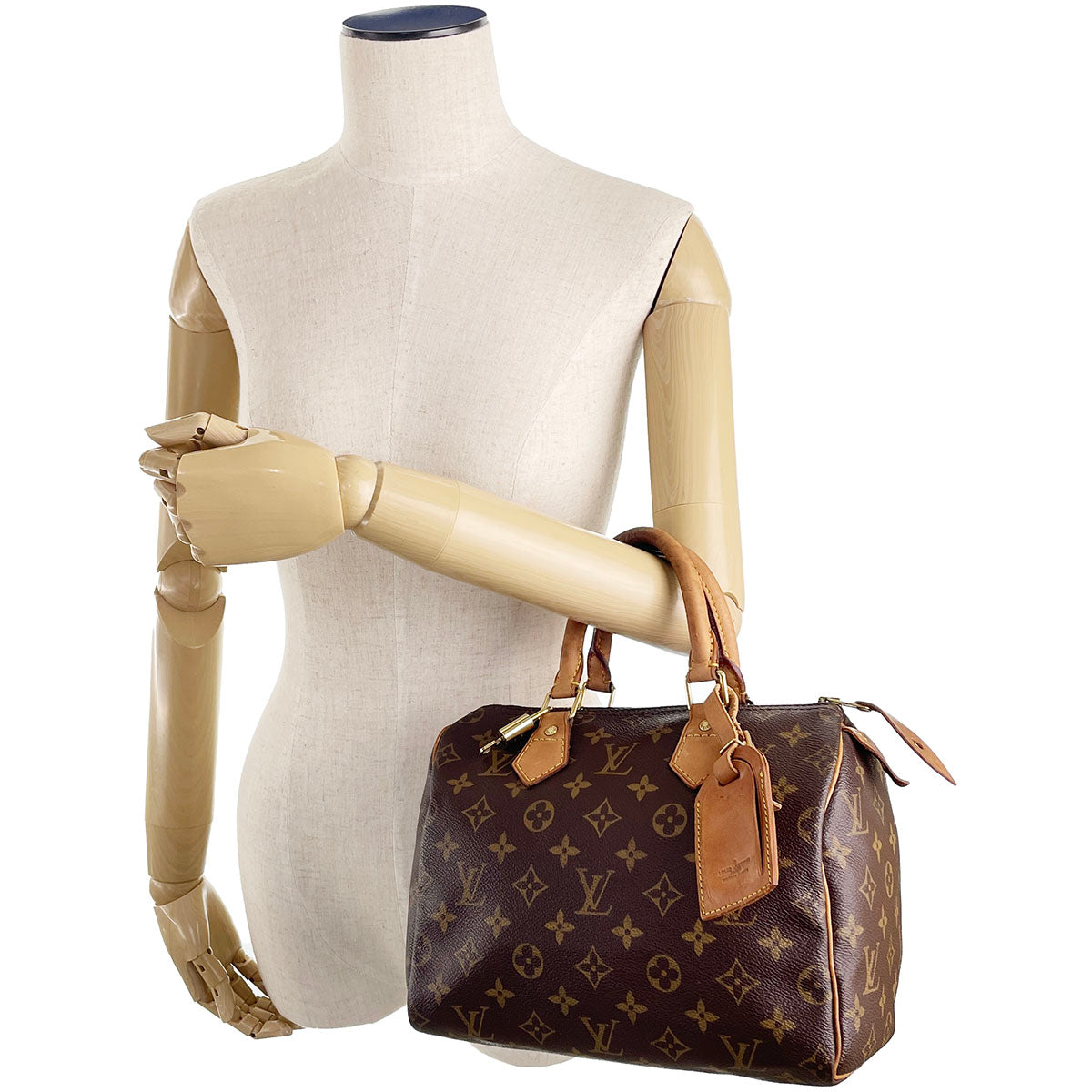Louis Vuitton Monogram Speedy 25 Coated Canvas Fabric Brown Handbag 4937