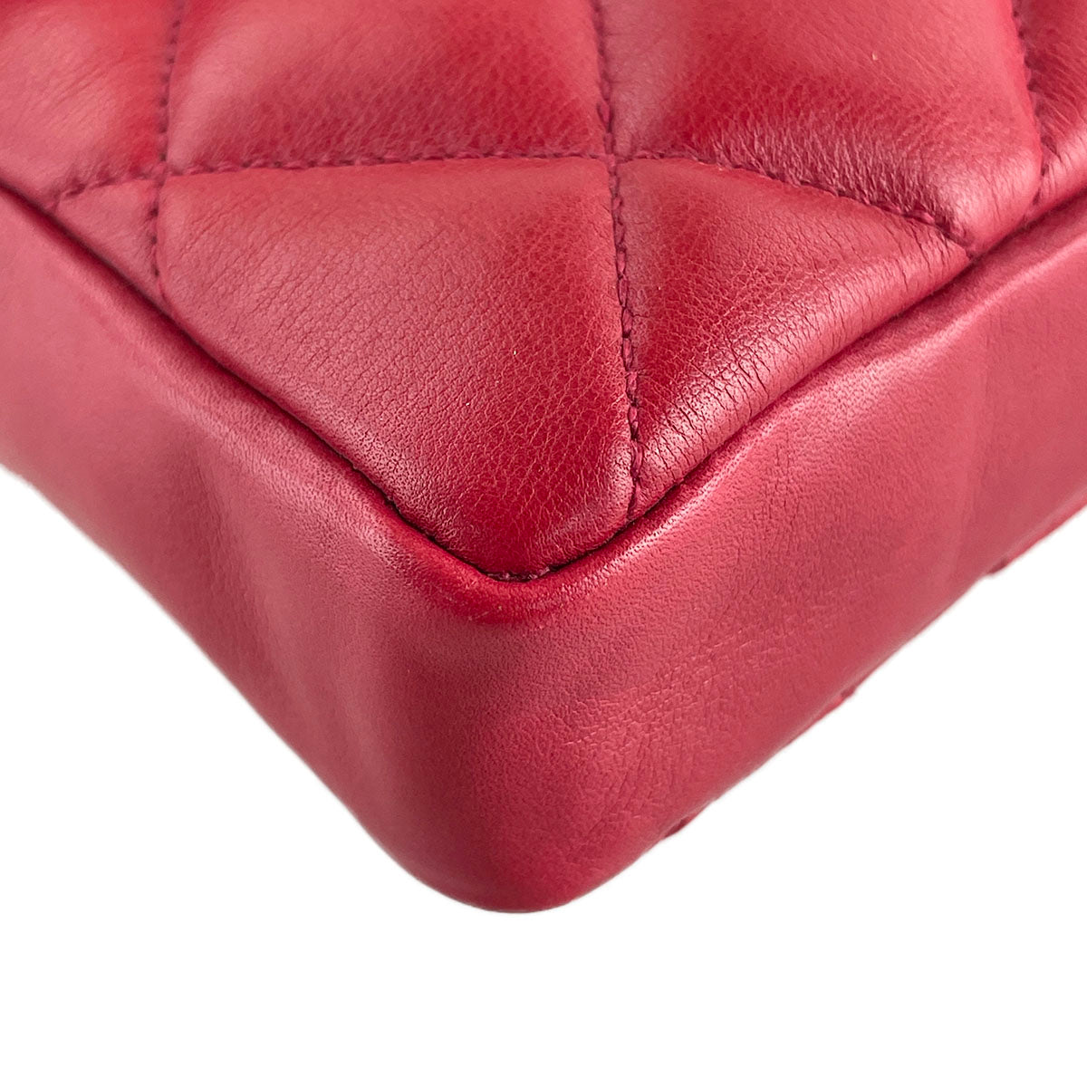 CHANEL Matelasse Lambskin Leather Red Waist bag 4856