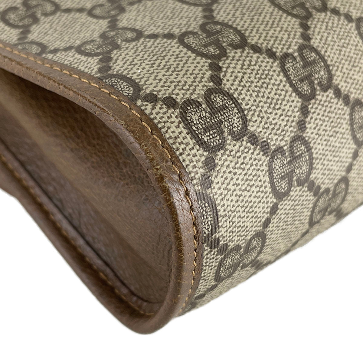GUCCI Old Gucci Sherry Line PVC Leather Beige Brown Clutch bag 4900