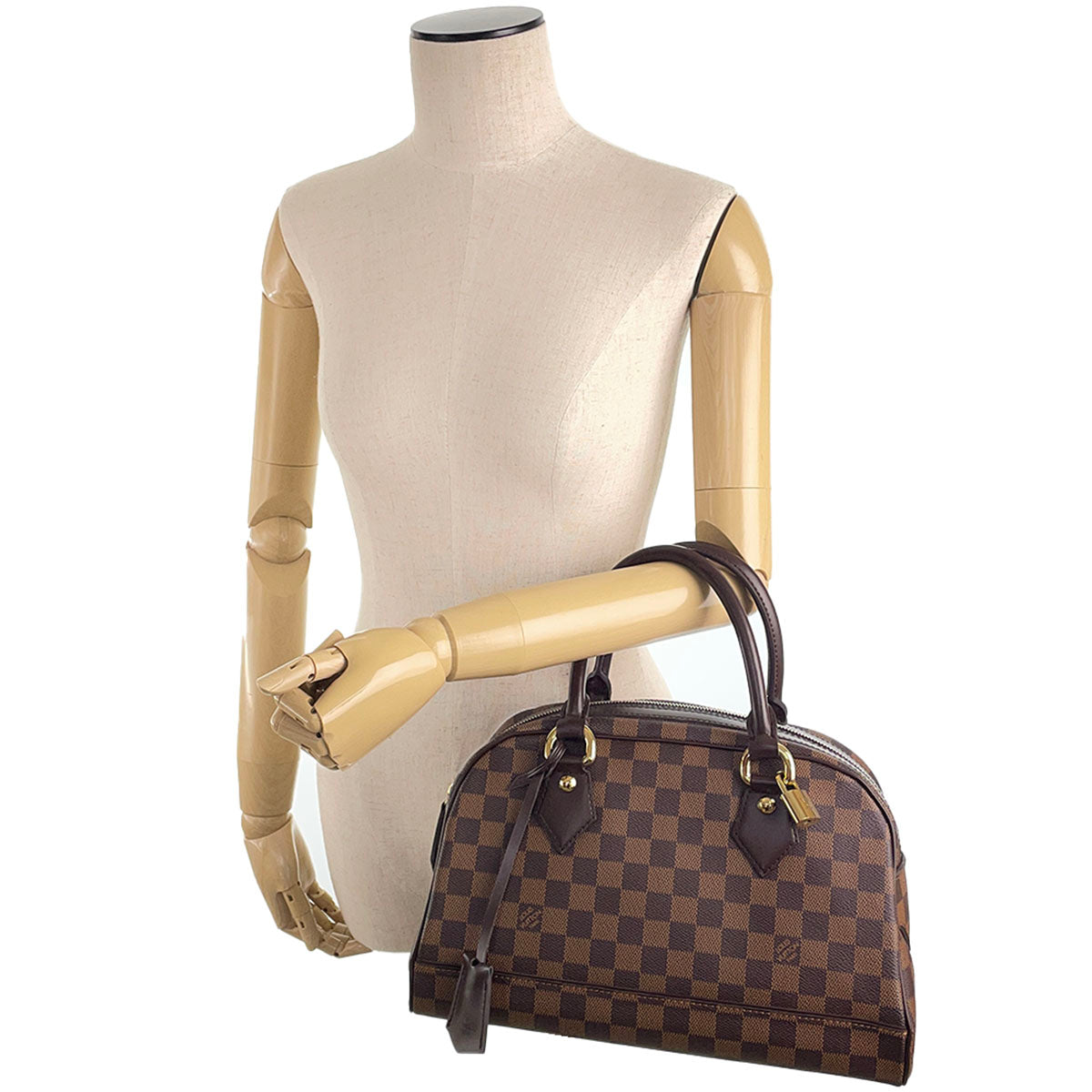 Louis Vuitton Damier Duomo Coated Canvas Suede Brown Handbag 4905