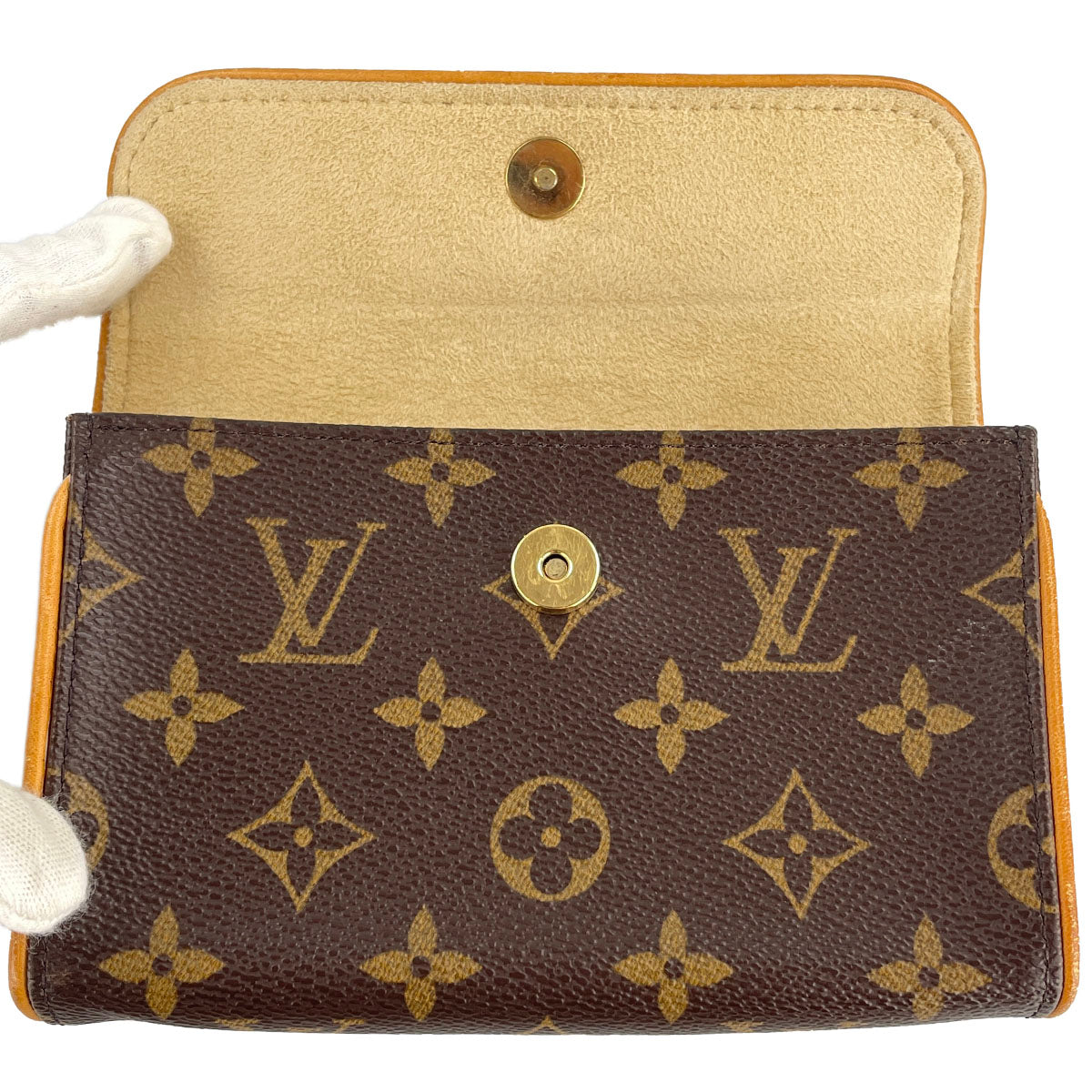 Louis Vuitton Monogram Pochette Florentine Coated Canvas Suede Brown Pouch 4875