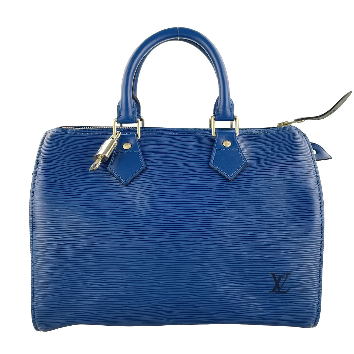 Louis Vuitton Epi Speedy 25 Leather Suede Blue Handbag 4848
