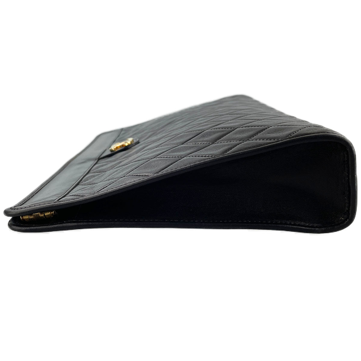CHANEL Matelasse CC Logos Lambskin Leather Black Clutch bag 4917