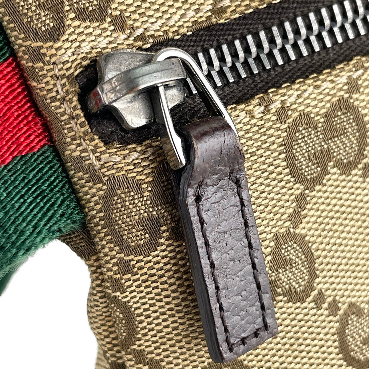 GUCCI GG Canvas Sherry Line Canvas Fabric Beige Brown Waist bag 4923