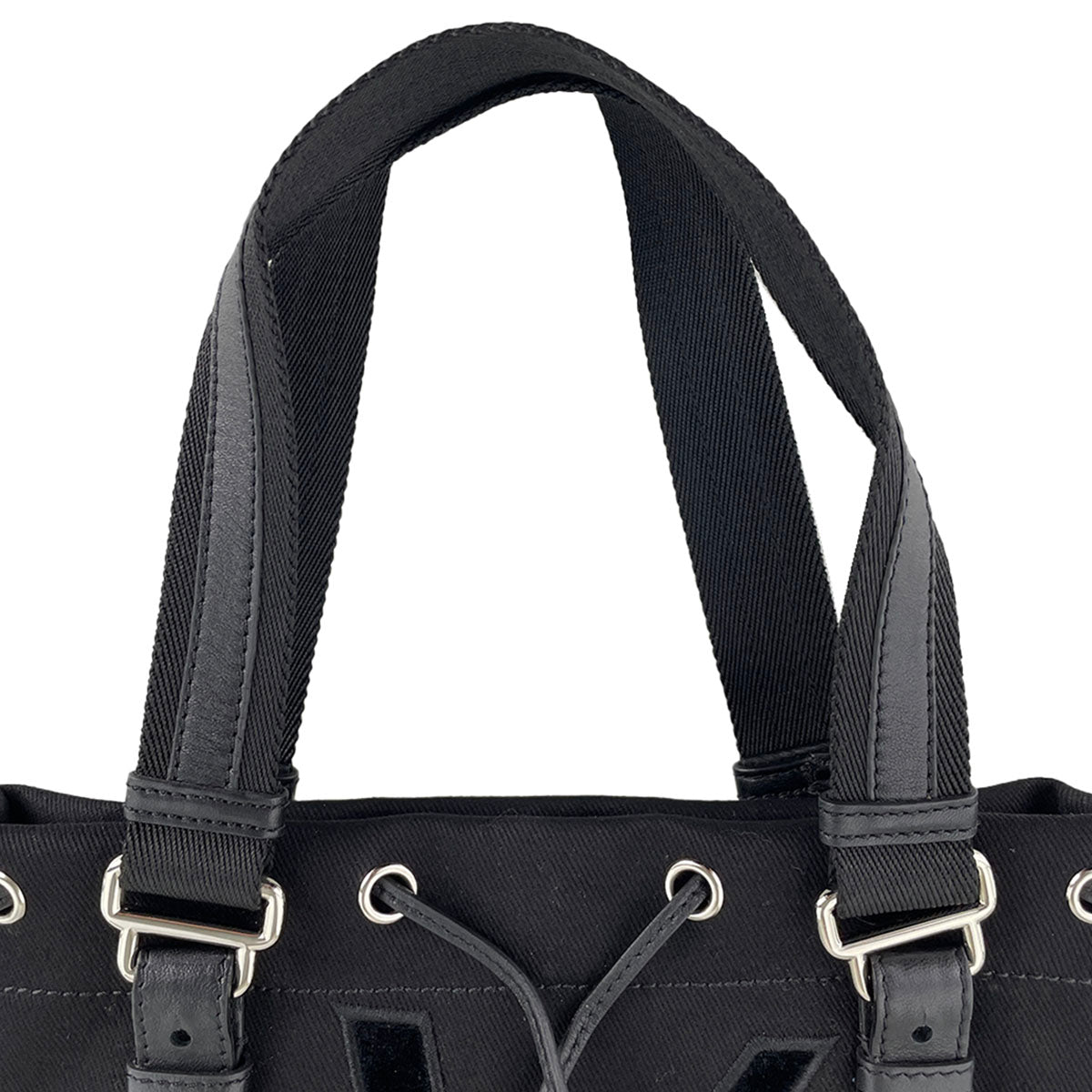 Saint Laurent Rive Gauche Kahala Canvas Fabric Black Handbag 4886