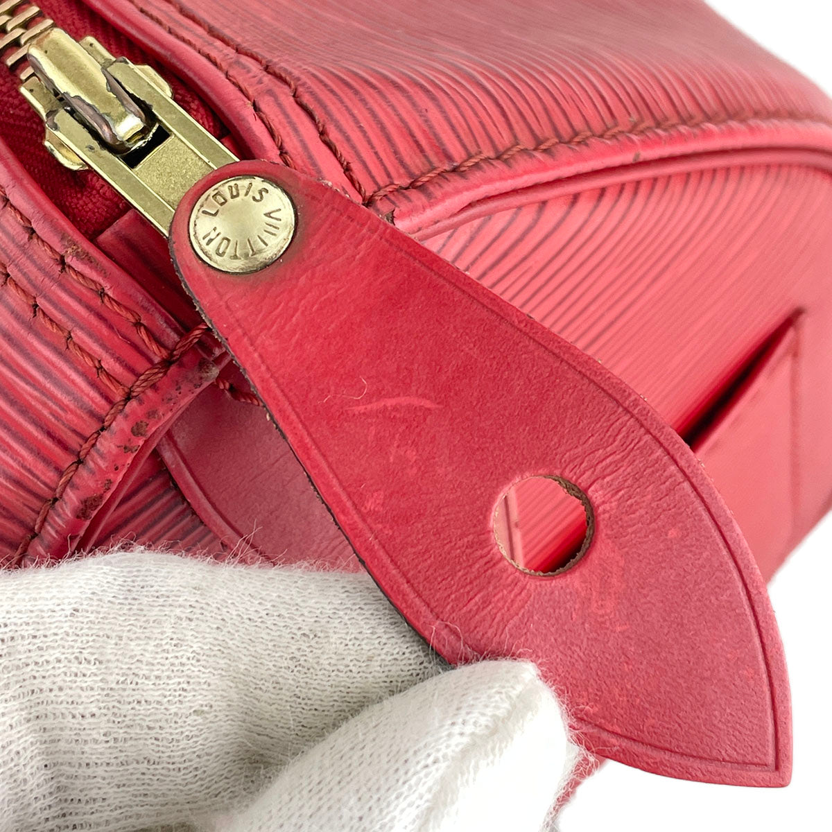Louis Vuitton Epi Speedy 25 Leather Suede Red Handbag 4919