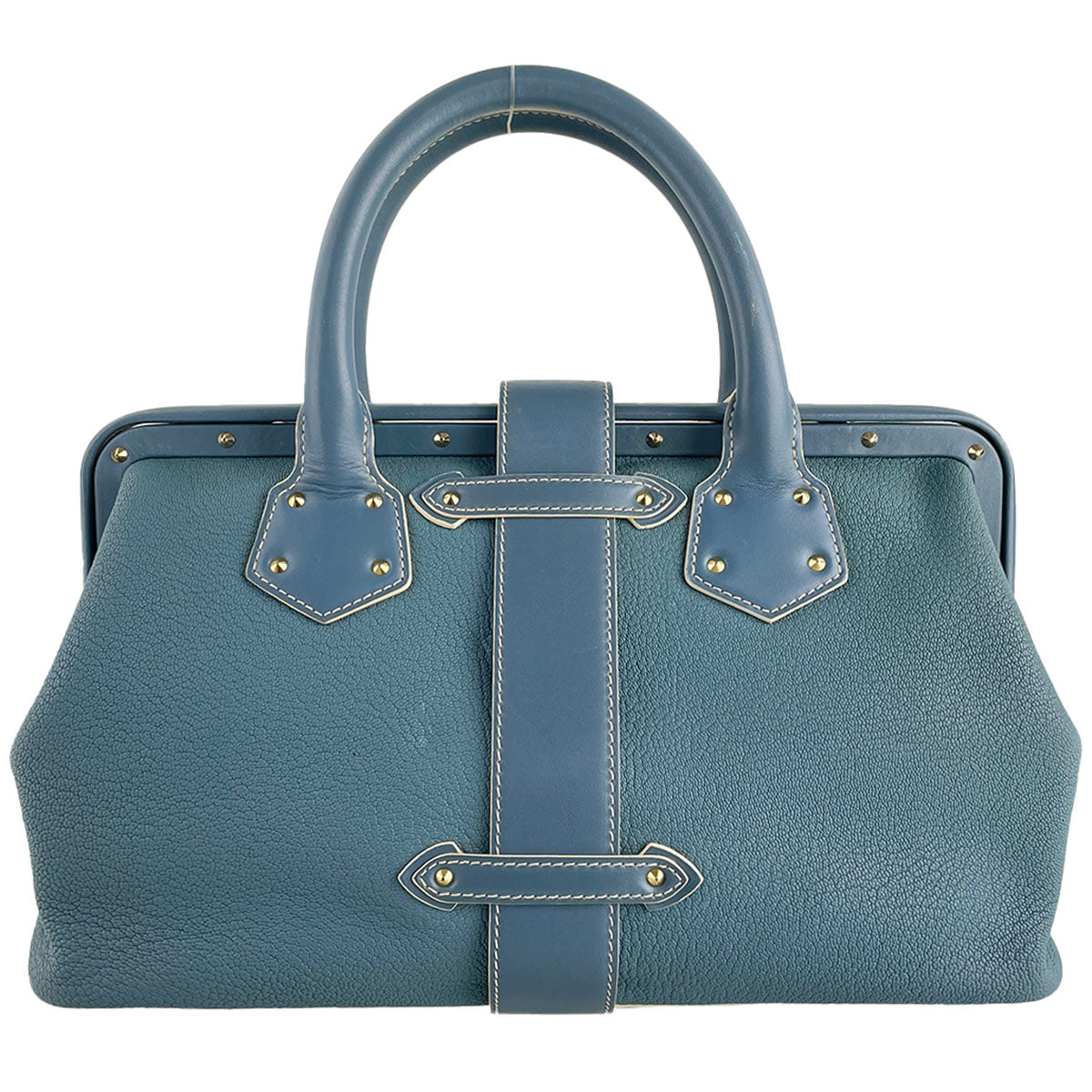 Louis Vuitton Suhali Angenieux PM Leather Fabric Blue Handbag 4851