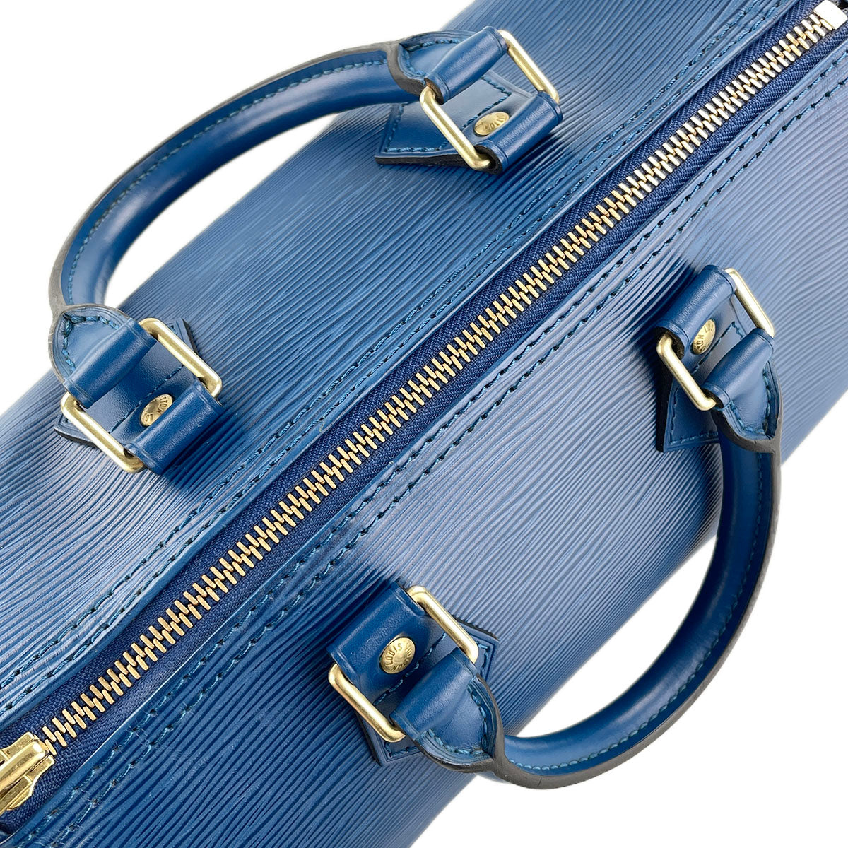 Louis Vuitton Epi Speedy 25 Leather Suede Blue Handbag 4848
