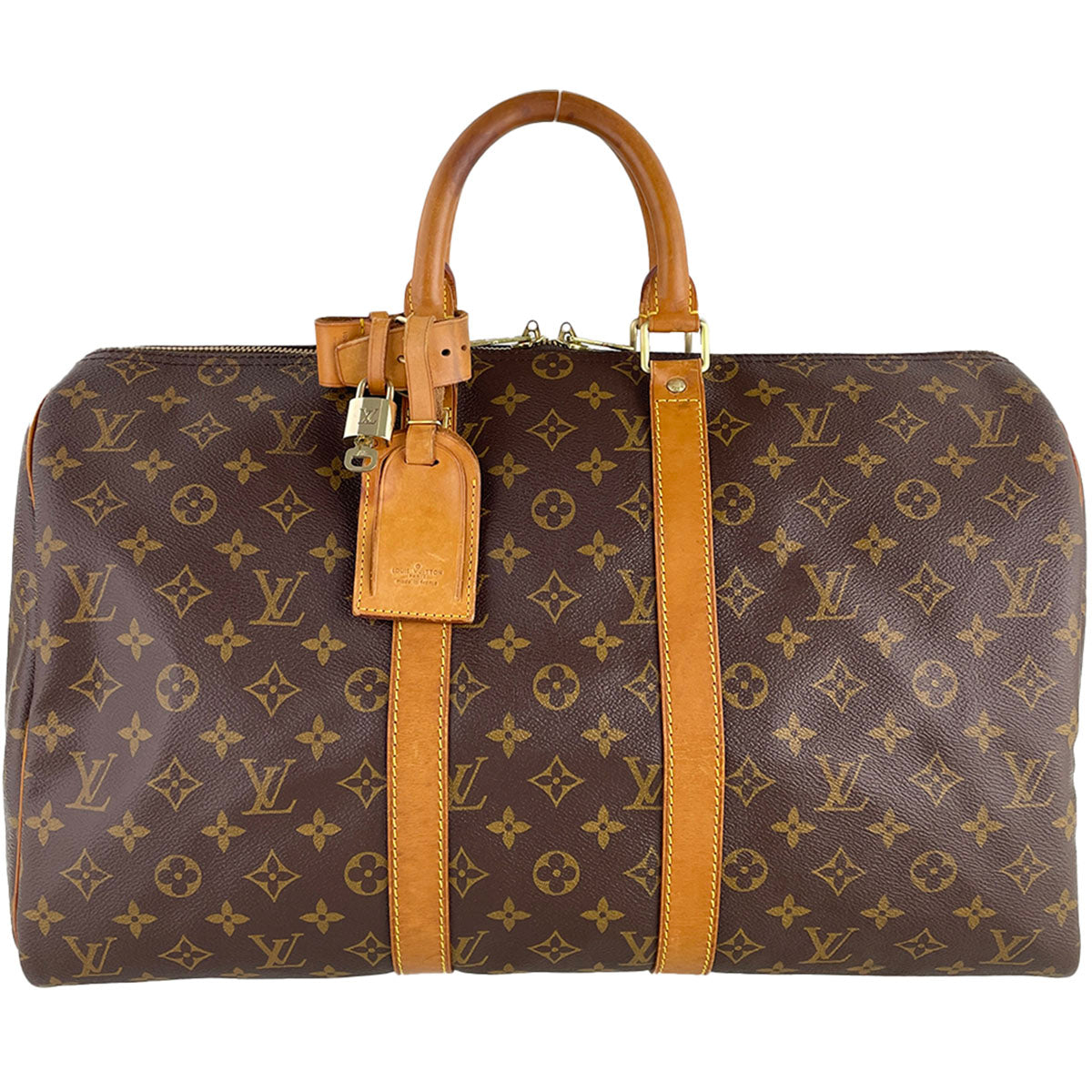 Louis Vuitton Monogram Keepall 45 Coated Canvas Fabric Brown Boston Bag 4824