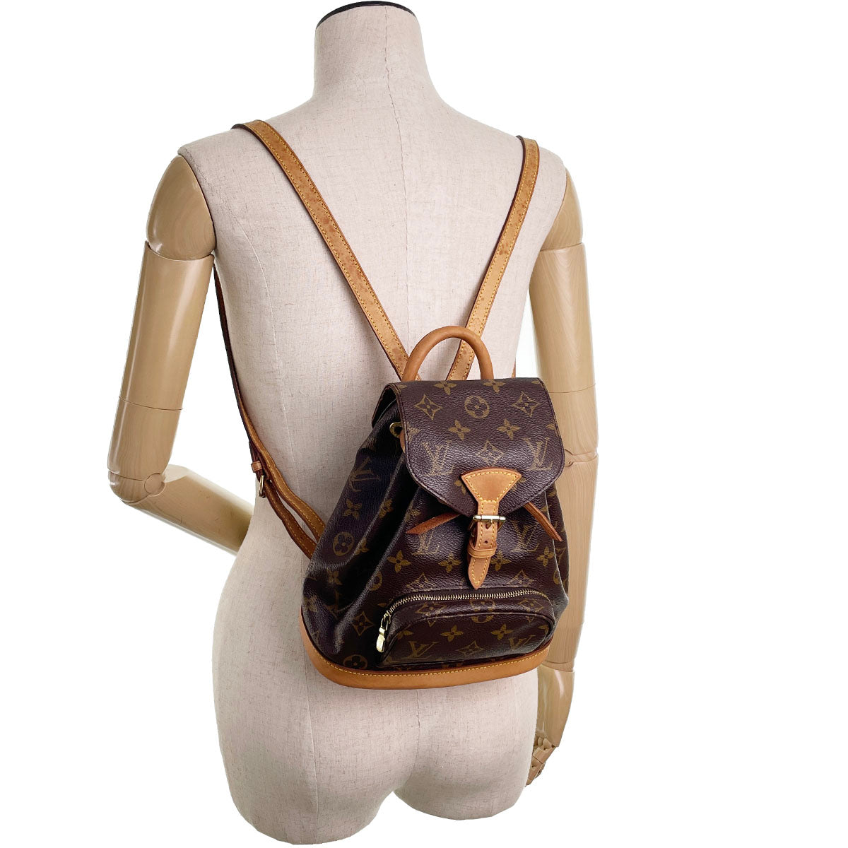 Louis Vuitton Monogram Montsouris PM Coated Canvas Brown Backpack Bag 4873