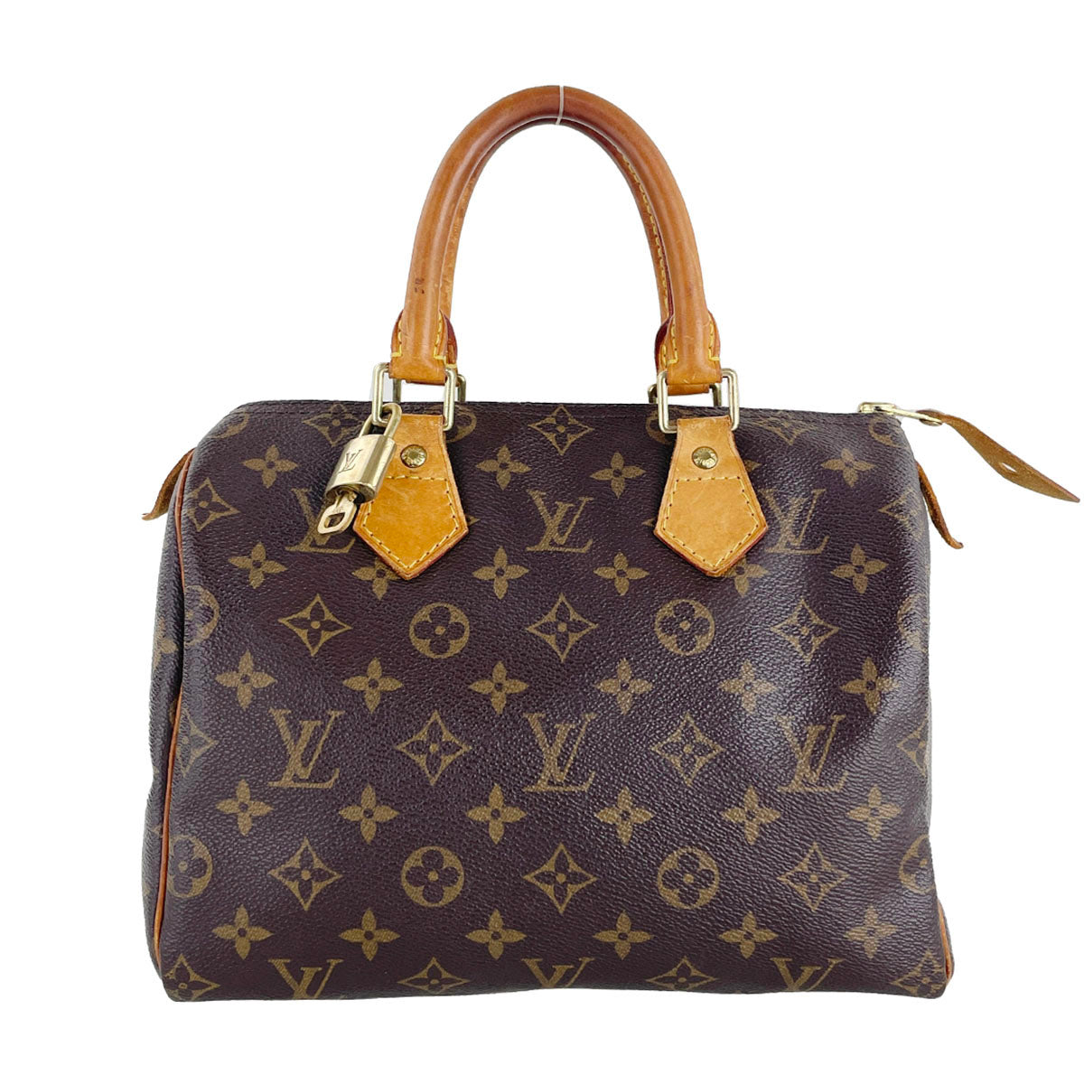 Louis Vuitton Monogram Speedy 25 Coated Canvas Fabric Brown Handbag 4899