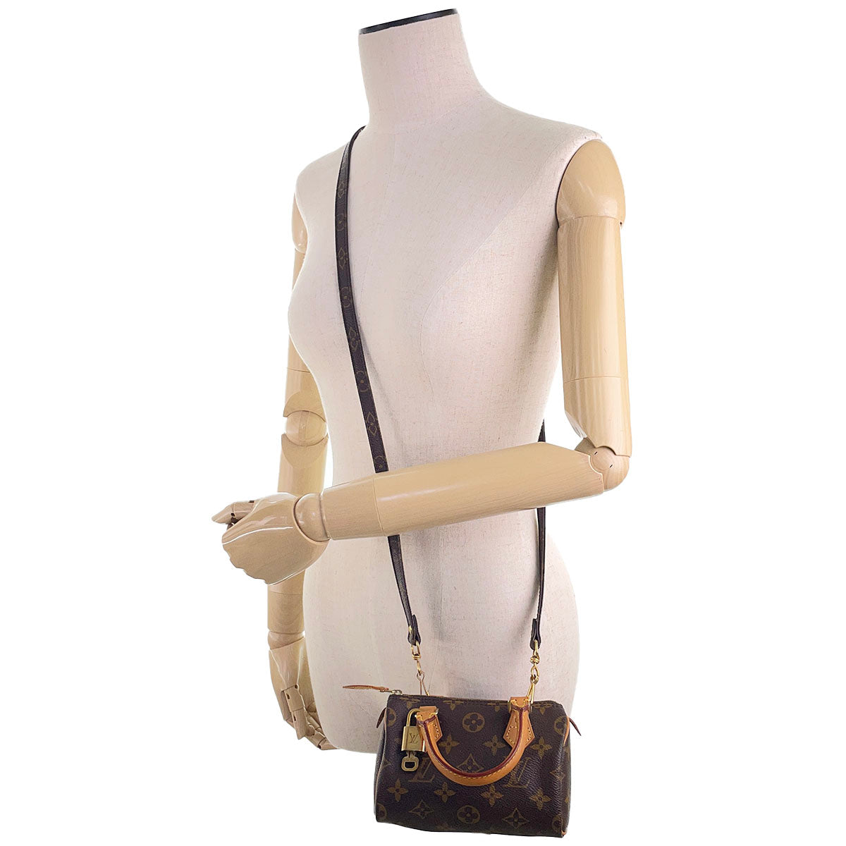 Louis Vuitton Monogram Mini speedy 2way Coated Canvas Fabric Brown Handbag 4853