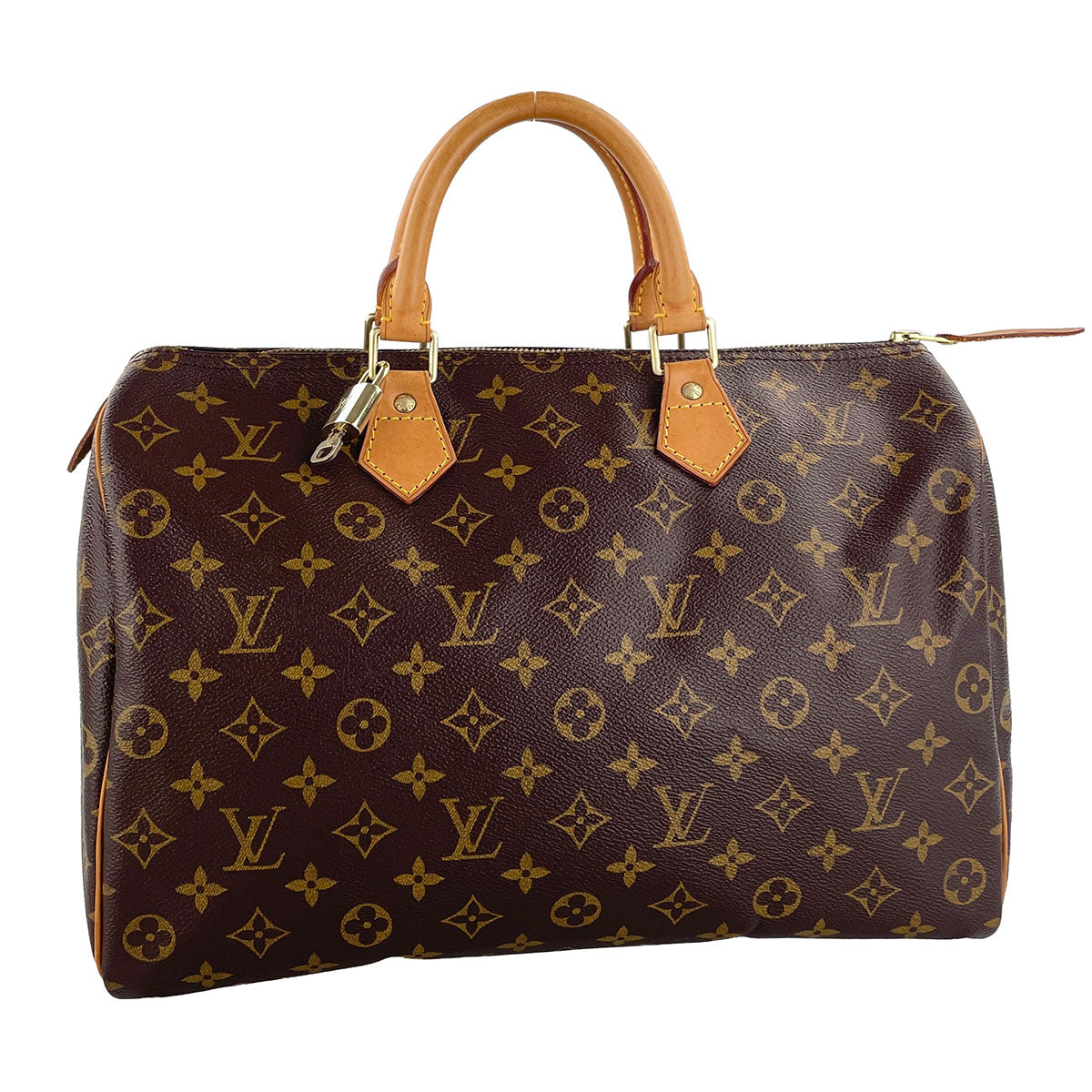 Louis Vuitton Monogram Speedy 35 Coated Canvas Fabric Brown Handbag 4849