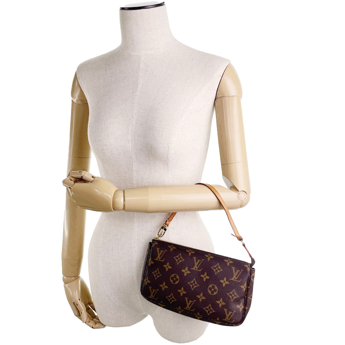 Louis Vuitton Monogram Pochette Accessoires Coated Canvas Brown Handbag 4922