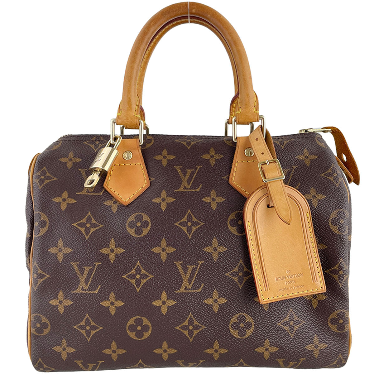 Louis Vuitton Monogram Speedy 25 Coated Canvas Fabric Brown Handbag 4892