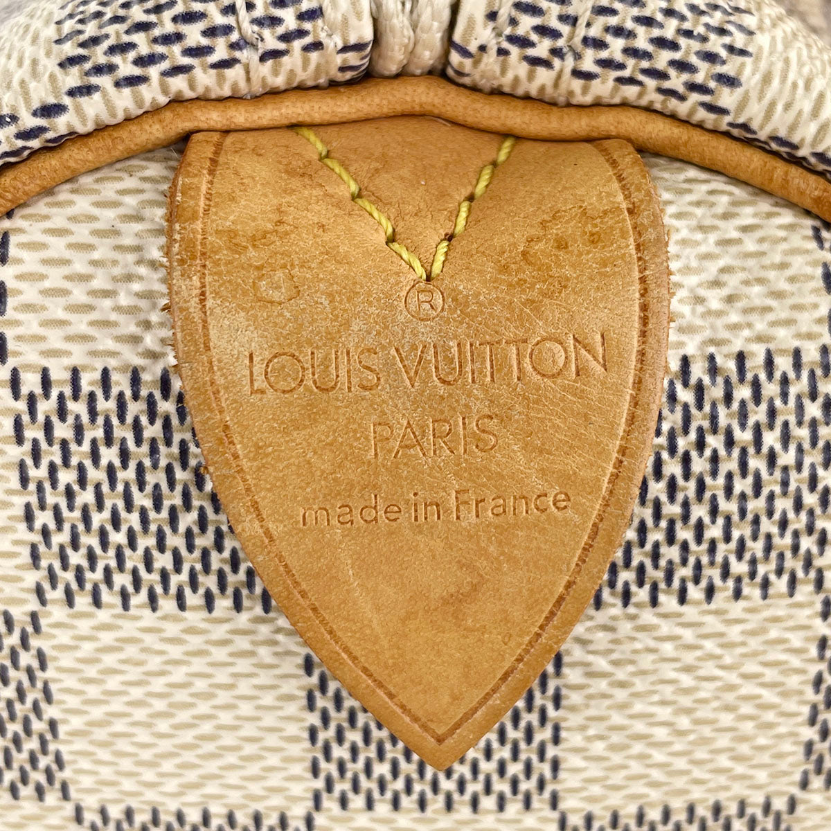 Louis Vuitton Damier Azur Speedy 25 Coated Canvas Fabric White Handbag 4939