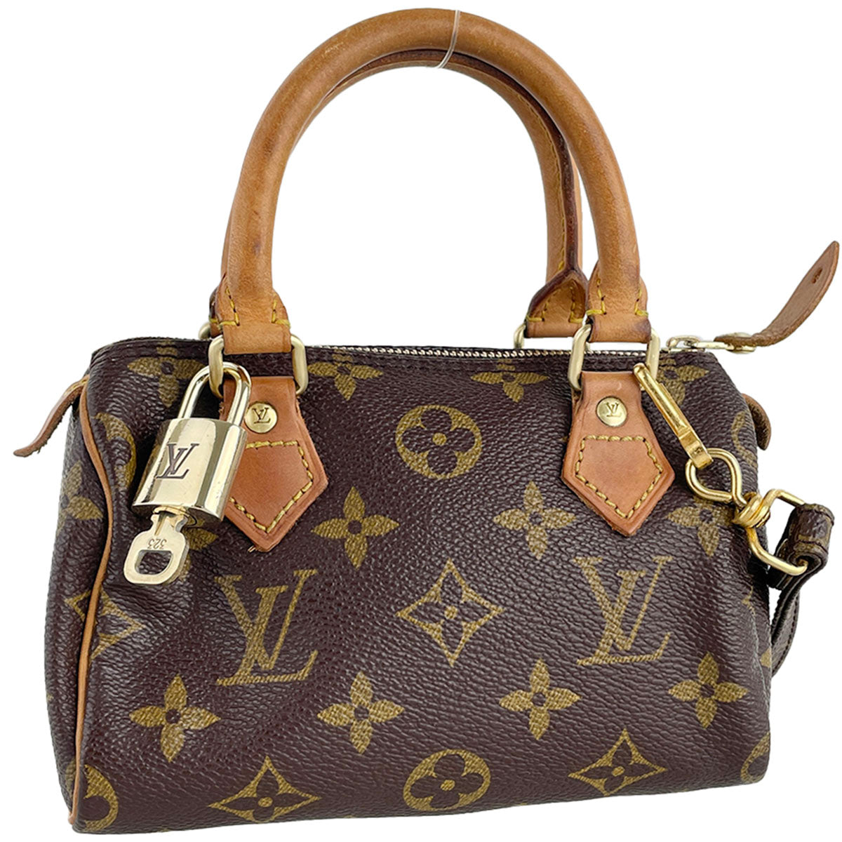 Louis Vuitton Monogram Mini speedy Coated Canvas Fabric Brown 2way Handbag 4934