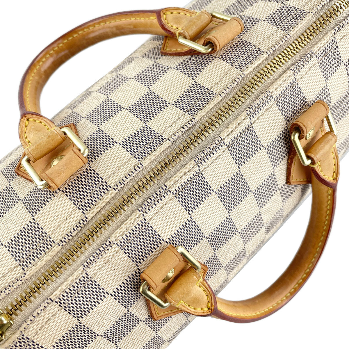 Louis Vuitton Damier Azur Speedy 25 Coated Canvas Fabric White Handbag 4939