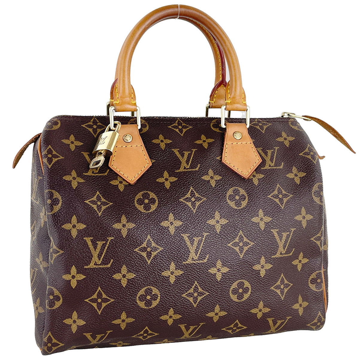 Louis Vuitton Monogram Speedy 25 Coated Canvas Fabric Brown Handbag 4941