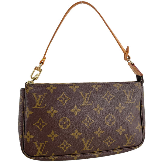 Louis Vuitton Monogram Pochette Accessoires Coated Canvas Brown Handbag 4891