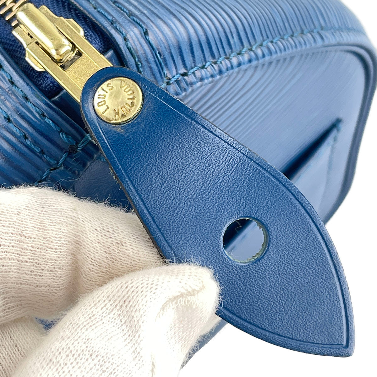 Louis Vuitton Epi Speedy 25 Leather Suede Blue Handbag 4848